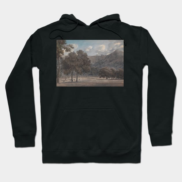 Il Parco degli Astroni - The Wooded Crater Bottom with Hunt in Progress by John Robert Cozens Hoodie by Classic Art Stall